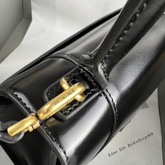 Balenciaga專櫃爆款平紋黑色金扣中號Hourglass沙漏包 巴黎世家頂級原單手提肩背包 fyj1213